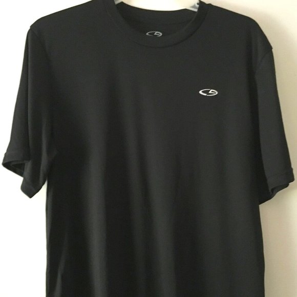 Men's Champion Active Black Shirt Large Stretch Sporty Top LG Athletic Nylon Tee - Picture 1 of 7
